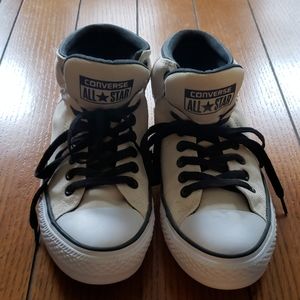 White and Black High Top Converse